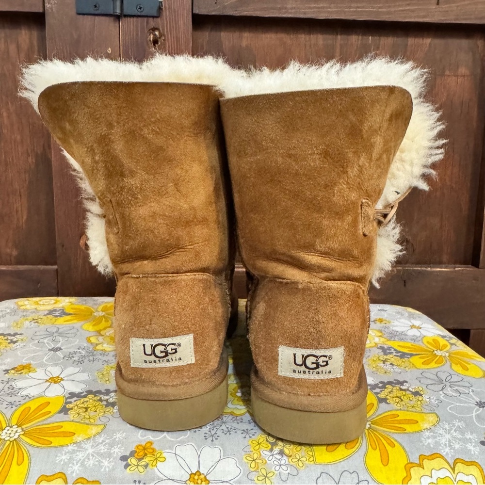 UGG Chestnut Suede Shearling Button Short Boots - image 3